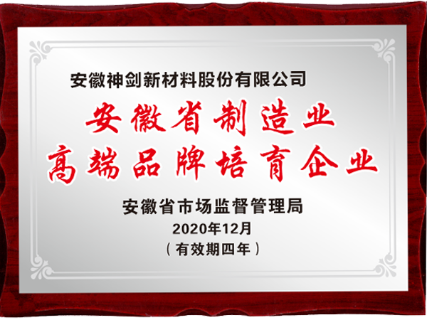 安徽省造作业高端品牌造就企业